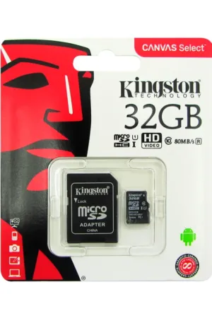 MEMORIA MICRO-SD KINGSTON - 32 GB, CLASS10 - CON ADAPTADOR SD
